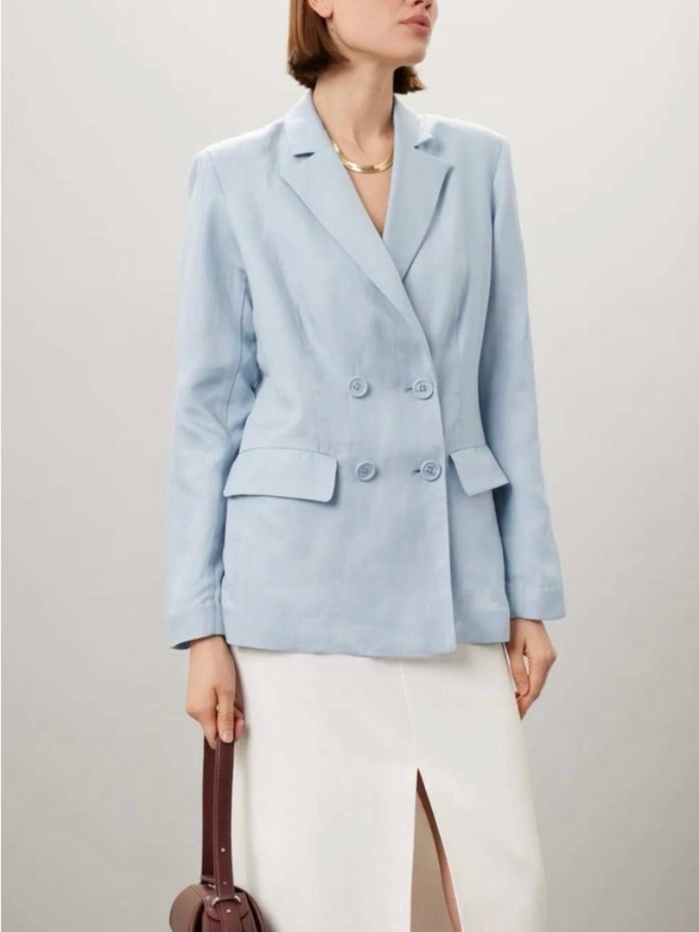 Rosetta Getty Light Blue Double-Breasted Tailored Blazer